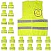 Upper Midland Products Pack of 20 Bright Construction Vests Yellow Safety Reflector Vests bulk, with Visibility Strip, Perfect for Warehouses, Traffic and Parking Patrol