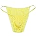 FEESHOW Men's Silky Bugle Pouch Tanga Briefs Bikini Underwear (One Size, Yellow)