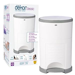 Dekor Classic Hands-Free Diaper Pail | White | Easiest to Use | Just Step – Drop – Done | Doesn’t Absorb Odors | 20…