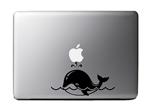 Cute Cartoon Whale Black Vinyl Decal Sticker for 13" Macbook Apple Laptop Computer