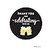 Andaz Press Birthday Round Circle Labels Stickers, Thank You for Celebrating with Us, Beer Mugs Cheers!, 40-Pack, for Gifts and Party Favors