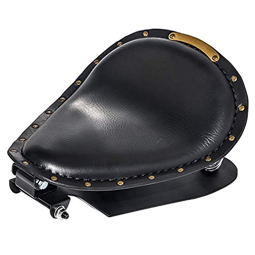 Senkauto Motorcycle 3" Leather Rivet Solo Seat Spring Mounting Brackets Kit For Harley Sportster XL 883 1200 48 Dyna Bobber Chopper (Black) - Thumbnail 5