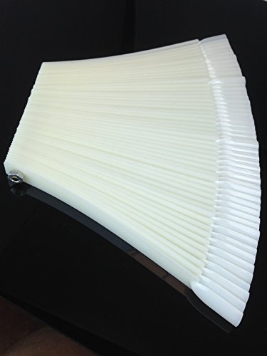 Beauticom 50 Natural Acrylic False Tip Sticks with Metal Ring Holders Fan-Shaped Nail Art Display Chart Practice Tips Tool - 50 Tips