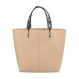 FASH Exclusive Snake Print Dual Handles Off-White Tote Handbag, One Size