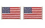 ID #1048 Lot of 2 US USA American Flag Embroidered Iron On Applique Patch