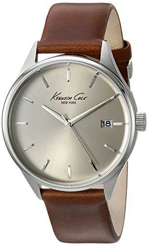 Kenneth Cole New York Men's 'Classic' Quartz Stainless Steel and Brown Leather Dress Watch (Model: 10029305)