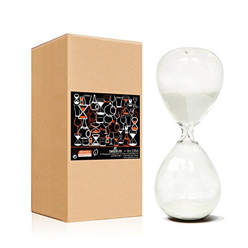 Hourglass Sand Timers - SWISSELITE Biloba Hourglass Sand Timer, 4.4 Inch White Sand Timer In 5 Mins