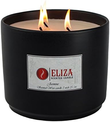 Eliza Candles, Scented Candle Jasmin, Soy Wax Candles 3-Wick 25 oz