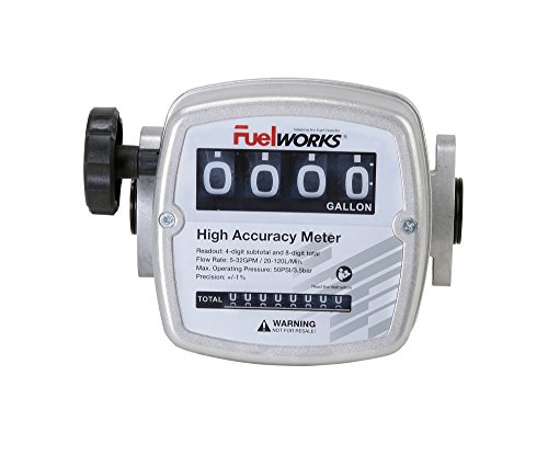 FUELWORKS Oval Gear Inline Meter for Diesel Fuel with 3-26 GPM, 3/4" Inlet Size, 1 Year Warranty