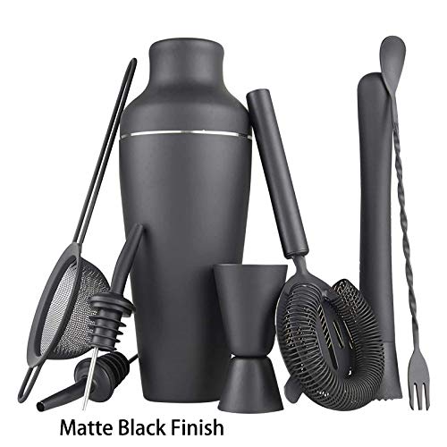 JJZXD Cocktail-Set, Cocktailherstellung Set, Pariser Matt schwarz 11 Stück Edelstahl-Cocktail-Shaker-Set, Bar-Tool – Bild 5
