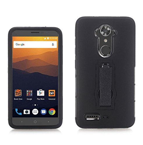 Sikye Hybrid Armor Case,Hard TPU Stand Cover Rugged Impact Resistant Protective Cover Case for ZTE MAX XL/N9560 (Black, ZTE MAX XL/N9560)