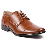 Magestik Men's Cognac Brown Lace Up Cap Toe Oxford Dress Shoes