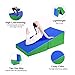 GYMAX Gymnastics Mat, Folding Incline Cheese Wedge Mat with Waterproof Detachable Leather & Carry Handle, Easy to Clean 48‘’ x 24’’ Tumbling Mat for Exercise, Yoga, Kids Home Gym Fitness (Blue+Green)