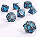 Frienda Zinc Alloy Metal Polyhedral 7-Die Dice Set for Dungeons and Dragons RPG Dice Gaming D&D Math Teaching, d20, d12, 2 Pieces d10 (00-90 and 0-9), d8, d6 and d4 (Ink Black and Blue)