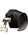 Men's Geniune Leather Belt Slide Metal Buckle Adjustable Waistband Black 105cm