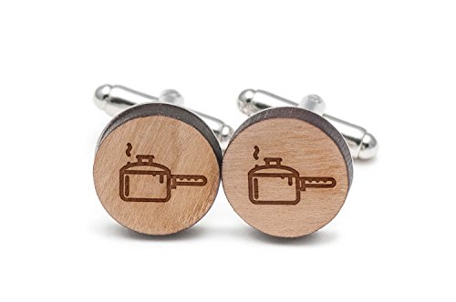 image for Wooden Accessories Company Saucepan Cufflinks, Wood Cufflinks Hand Mad