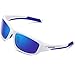 TOREGE Polarized Sports Sunglasses for Cycling Running Fishing Golf TR90 Unbreakable Frame TR011 (White&Blue)