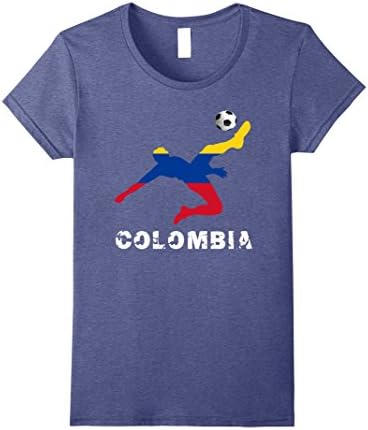 Womens Colombia Soccer Jersey Football T Shirt Tee Shirts Large Heather Blue