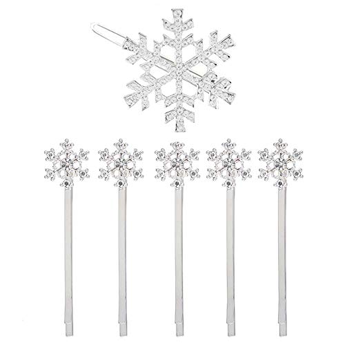 MJartoria Christmas Blue Rhinestone Snowflake Hair Clip Hairpin Elsa (White - snowflake) - Thumbnail 5
