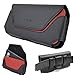 AISCELL EX Large Holster Pouch for Galaxy S25 Ultra, S25+,A36,A26,A35, A25, A16,A15, S24 Ultra, S24+, A54 5G, S23 Ultra, S23+, S22 Ultra, Red Black Leather Pouch Belt Case(Fits Bulky Cover on)
