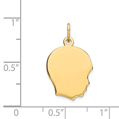 10K Plain Medium .018 Gauge Facing Right Engravable Boy Head Charm