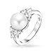 Bling Jewelry Personalize Bridal Party CZ Side Stones White Solitaire Freshwater Cultured Pearl Engagement Cocktail Ring For Women .925 Sterling Silver Customizable