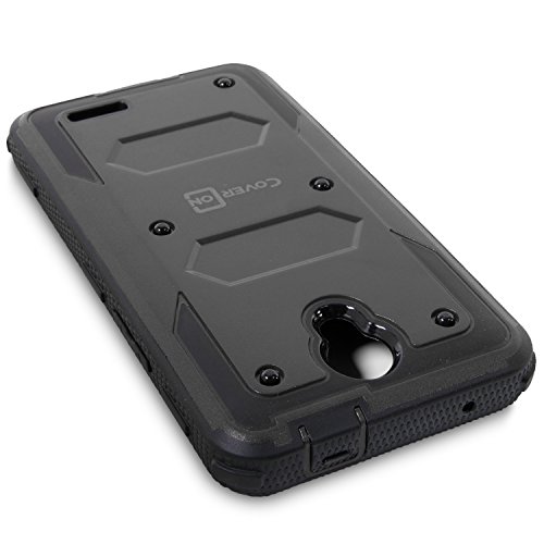 ZTE Maven 3 Case, ZTE Prestige 2 Case, ZTE Overture 3 Case, CoverON [Tank Series] Tough Hybrid Hard Armor Protective Phone Cover Case For ZTE Prestige 2 / Maven 3 / Overture 3 - Black / Black - Thumbnail 4