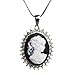 PammyJ Silvertone Cameo Lady Necklace, 18