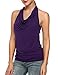 Zeagoo Women's Cowl Neck Halter Top Sleeveless Summer Tops Backless Shirt Dark Purple