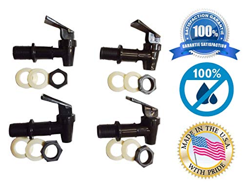 AquaNation BPA Free Replacement Cooler Faucet Water Bottle Jug Ceramic Water Crock Reusable Spigot Spout Water Beverage Lever Pour Dispenser Valve Gravity Water Tap Set of 4 (Set of 4 Black)
