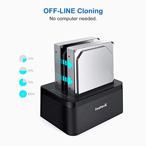 Hard Drive Dock, Inateck USB 3.0 to SATA Dual Bay External Hard Drive Docking Station for 2.5 or 3.5 HDD, SSD with Hard Drive Duplicator and Cloner Function, Support 10TB, FD2002 - Thumbnail 2