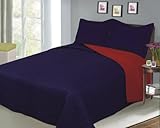Baltic Linen Company Luxury Fashionable Reversible Solid Color Mini Quilt Sets, Twin, Navy/Red