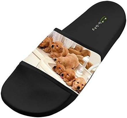 Heiyoua Fly Knit Slipper Custom Golden Retriever Baby Black