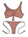 Dellytop Women Sexy Push Up Padded Knot Bikini Top Swimsuit Two Piece Bathing Suit Swimwear,Brown,Small