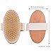 VASLON Natural Boar Bristles Bath,Dry Brushing Body Brush, Boar Bristles Exfoliating Body Massager with Long Wooden Handle& No Handle 2Pcs