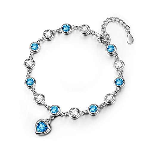 NinaQueen 925 Sterling Silver Blue and White Swarovski Elements Bracelet