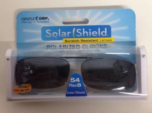 SOLAR SHIELD Clip-on Polarized Sunglasses Size 54 Rec 8 Black Full Frame NEW
