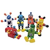 Wooden Robot Toys Green Wooden boy Toys,Toddlers Fidget Toy,Bending-Shaped Toy Robot Playing Set(6 Pack)