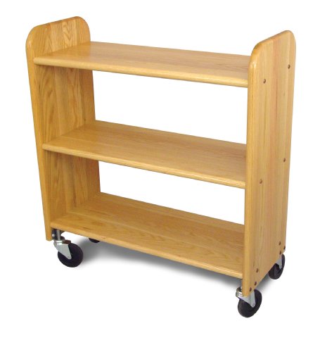 Catskill Craftsmen Library Book Truck with Flat Shelves, Natural Oak Grain