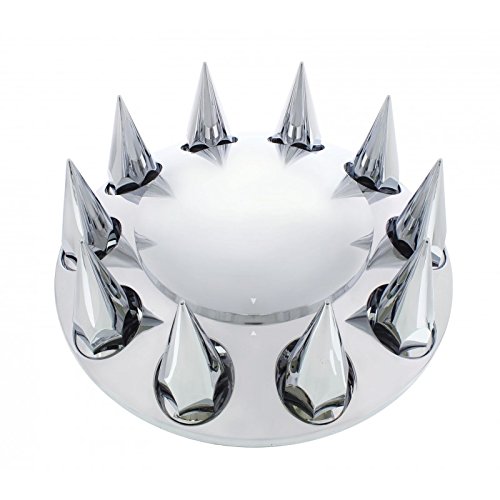 (2) Chrome Plastic Semi Truck Front Wheel Axle Hub Covers / 33mm Thread