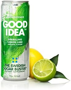 Good Idea Sparkling Lemon Lime Water (24 Count); To Help Balance Your Blood Sugar - Unsweetened, and all Natural