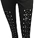 Women's Stylish Leggings Lace Up Front Hollow Out Black Twilled Skinny Pants,Black,Small