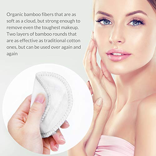 Bamboo Reusable Makeup Remover Pads - White, 14 Pack - Ethical Nourishing Skincare Sources from Nature to Reduce Waste - Large Makeup Remover Pads Multi-Pack + Bonus Gifts - Thumbnail 6