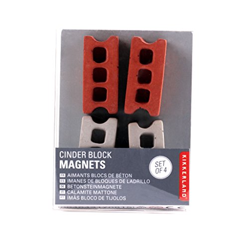 Kikkerland Cinder Block Magnets (Set of 4), Multicolored