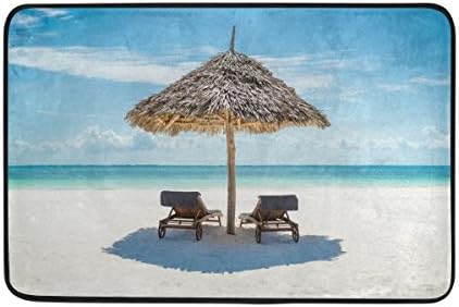 Swesa Wooden Sun Loungers on Beach Doormat Floor Mat Rug Indoor/Outdoor/Front Door/Bathroom Mats Non Slip 23.6"(L) x 15.7"(W)