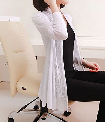 Shawhuaa Womens knitted Slim Fit Open Front Cardigan Sweater Shawl White
