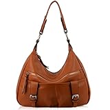 YALUXE Women's Double Zipper Soft Hobo Cowhide Leather Purse Shoulder Bag