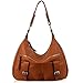 YALUXE Women's Double Zipper Soft Hobo Cowhide Leather Purse Shoulder Bag