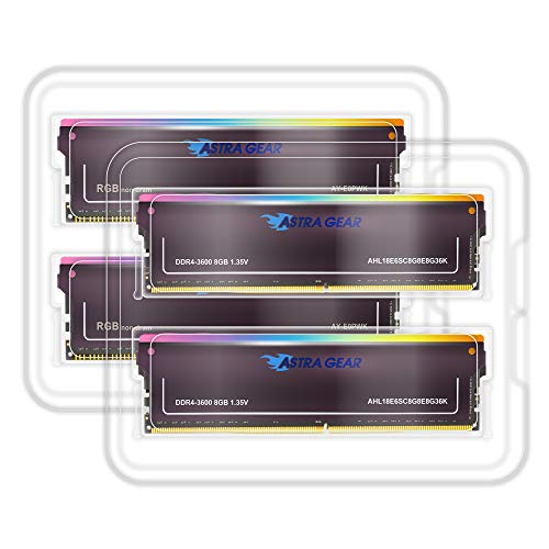 Astra Gear RGB 16GB(8GBx2) 3600MHz(PC4-28800) with 2 Extra RGB Filler kit Gaming Desktop Module ram Upgrade U-dimm (AHL18E6SC8G8E8G36KE)