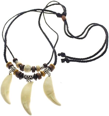 ZONGAO Native American Coyote tooth necklace brush wolf Man rendezvous White teeth